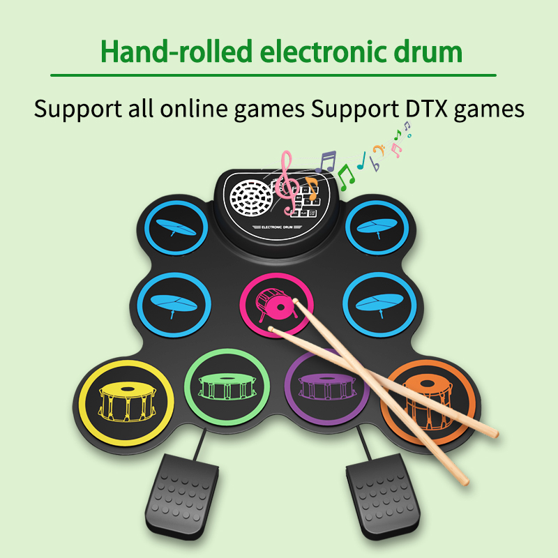 Electronic Drum Kit For Kids - Juego de batería electrónica enrollable y