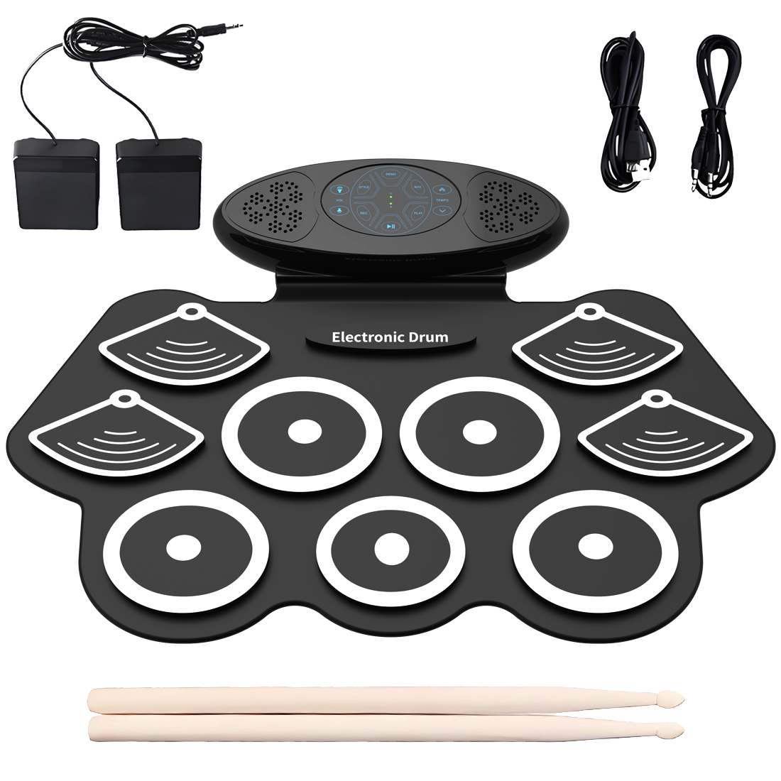 Electronic Drum Set Roll Up - Batería electrónica portátil enrollable con 9