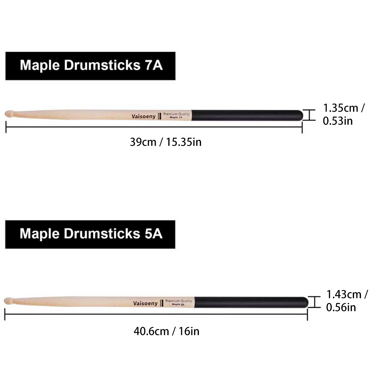 12 Pares de Baquetas Clásicas  - Drumsticks 5A Maple reseña y precio