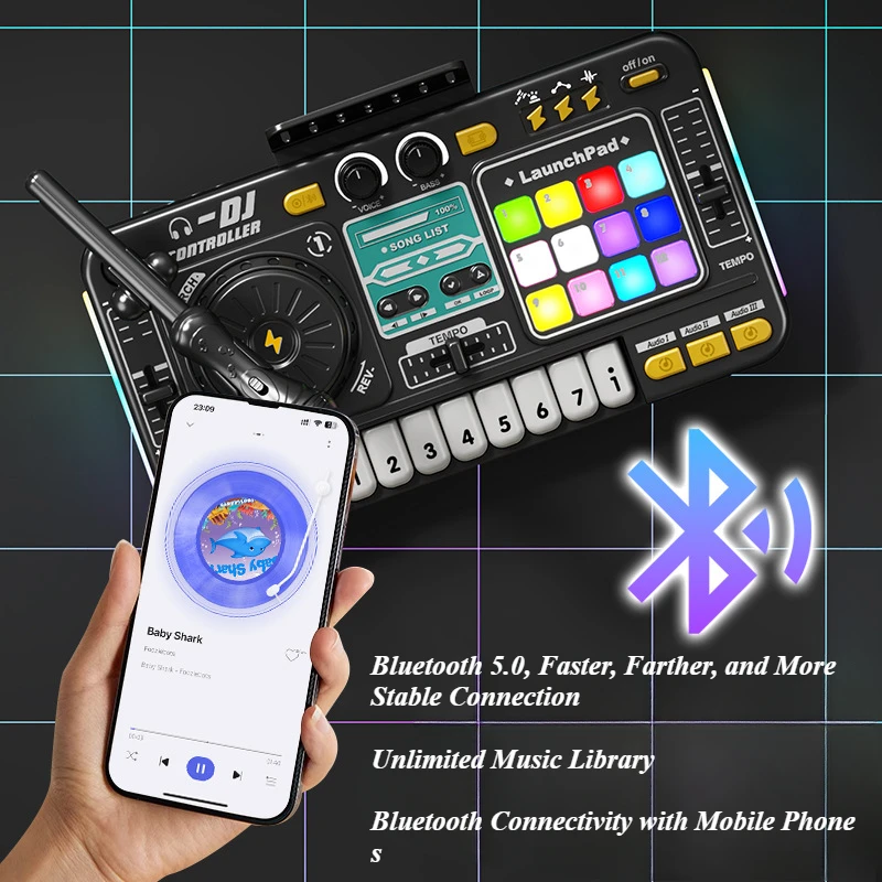 Mezclador de DJ para niños con - Electronic Drum Kit For Kids reseña y precio